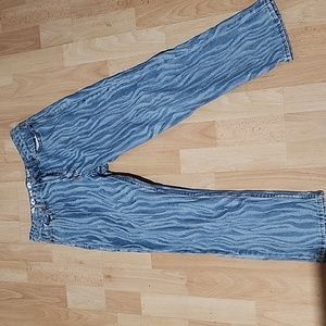 Animal print straight leg jeans